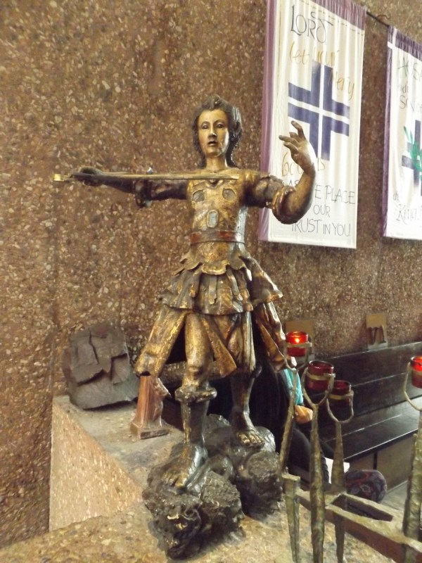 Statue of St. Michael the Archangel in the Chapel of the Holy Cross.