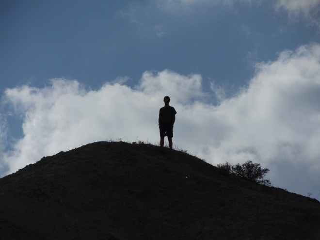 Ryon, on top of a giant sand dune in Rainbow Basin.