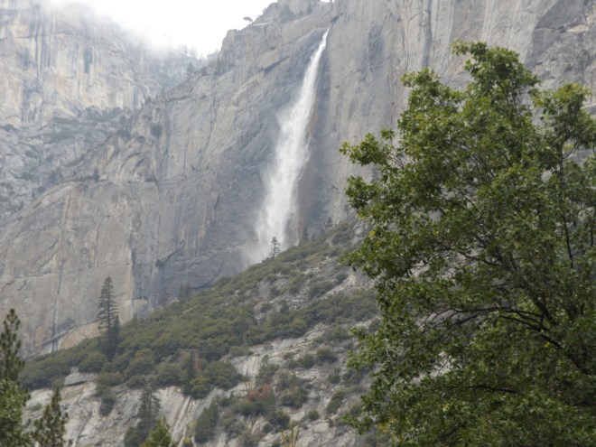 Waterfall seen in Yosemite Valley.