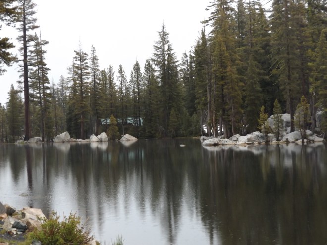 View of a beautiful lake (less than a foot lower than the road) on our detour trip.