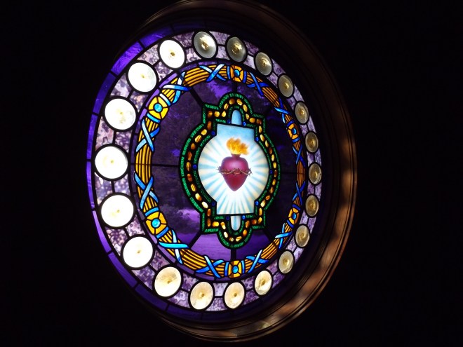The stained glass at the Chapel of the Sacred Heart in the Grand Tetons.